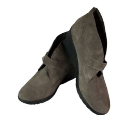 White Mountain Gray Suede Wedge Ankle Boots - Picture 7 of 11